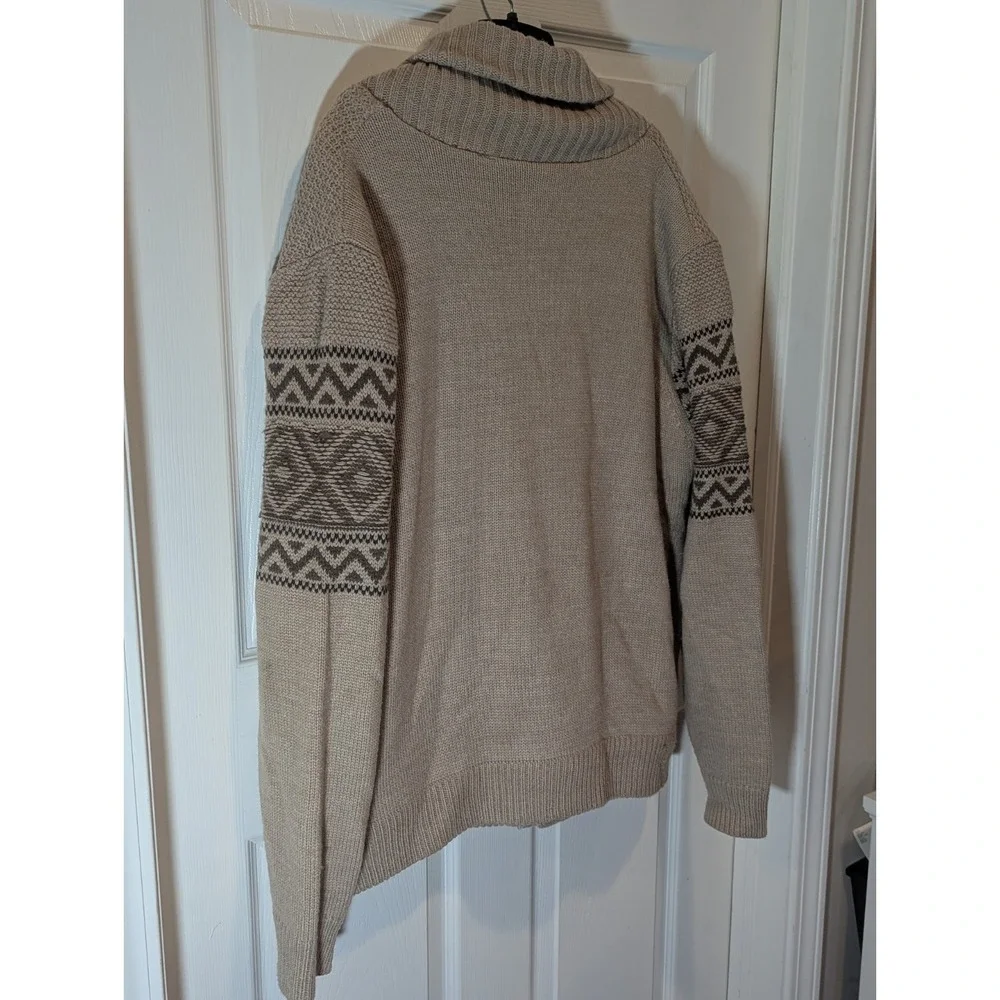 Nordic Fair Isle Sherpa Lined Shawl Collar Cardigan Weatherproof Vintage Large